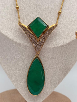 Emerald Prism Pendant Set