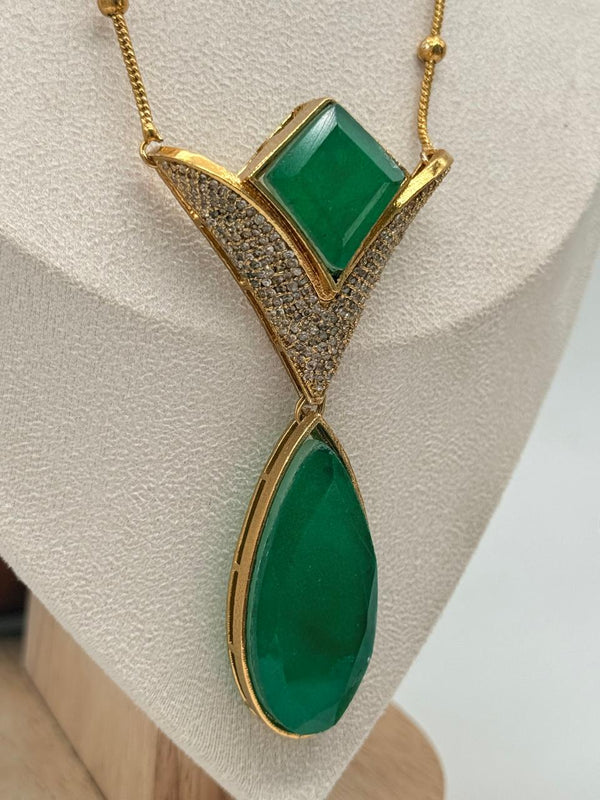 Emerald Prism Pendant Set