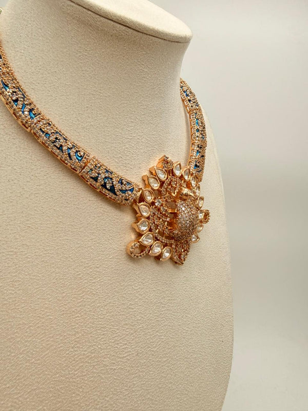 Mayur Mohini Hasli Set With Jadau Kundan