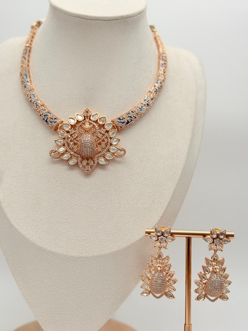 Mayur Mohini Hasli Set With Jadau Kundan