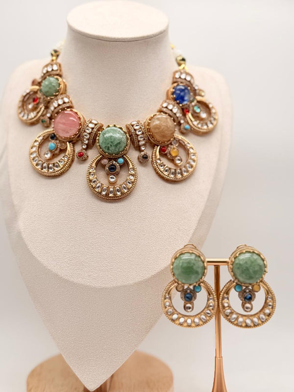 Pastel Crown Medallion Necklace Set