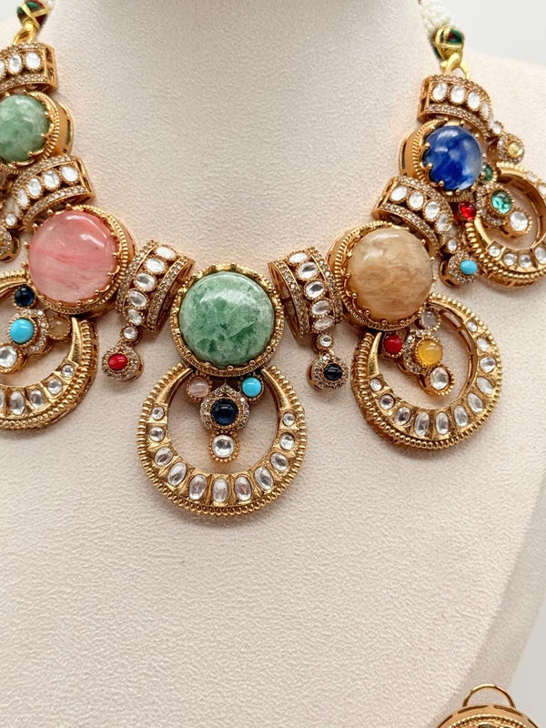 Pastel Crown Medallion Necklace Set