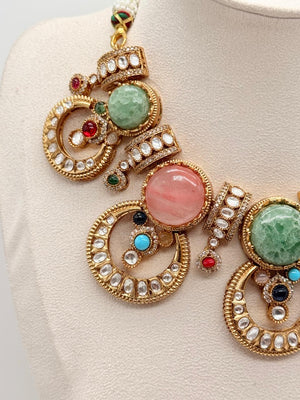 Pastel Crown Medallion Necklace Set