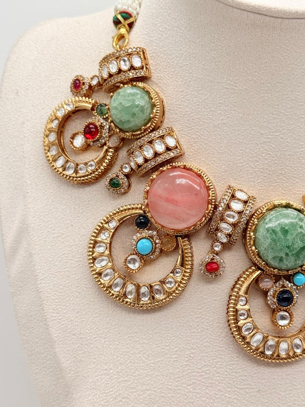 Pastel Crown Medallion Necklace Set