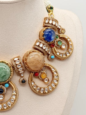 Pastel Crown Medallion Necklace Set