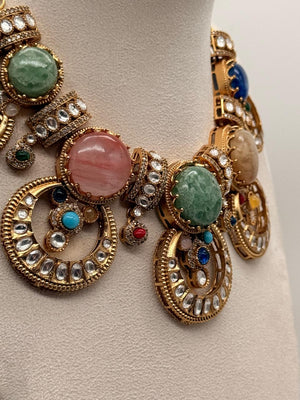 Pastel Crown Medallion Necklace Set