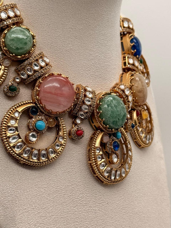 Pastel Crown Medallion Necklace Set