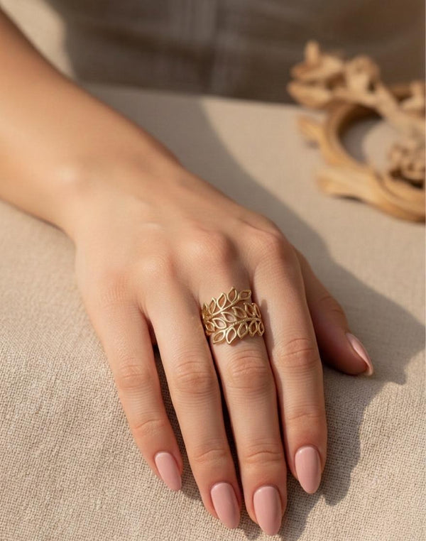 Golden Vine Ring –  Anti Tarnish Adjustable Ring