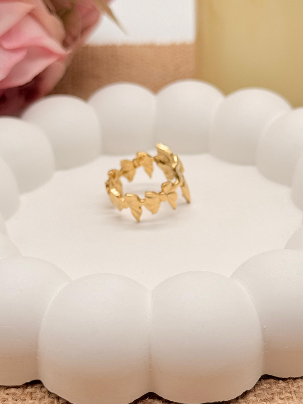 Bow Crush Ring - Anti Tarnish Adjustable Ring