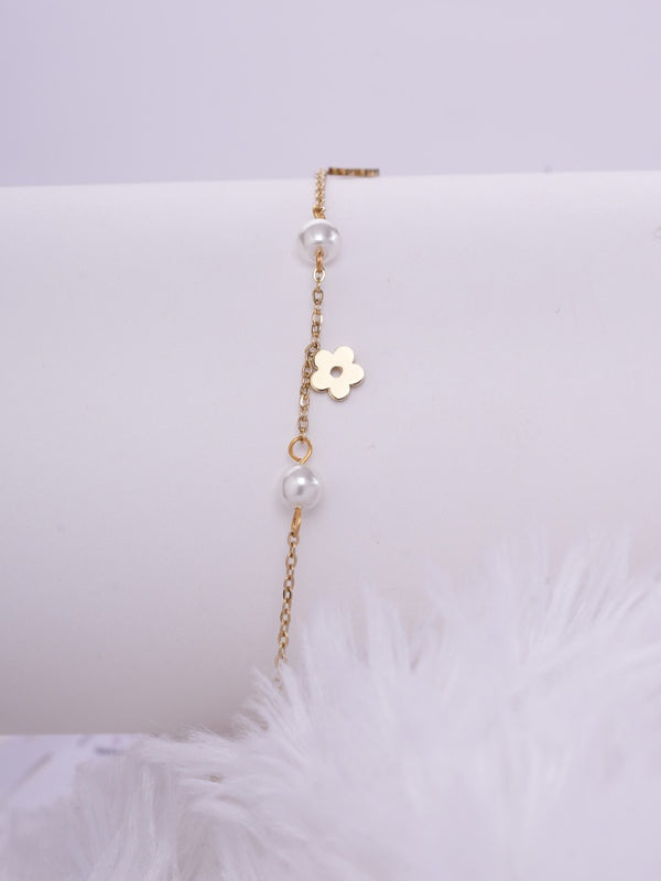 Daisy Drape – Pearl Flower Anklet (Anti Tarnish)