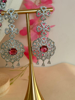 Majestic Ruby Glow – American Diamond Necklace Set