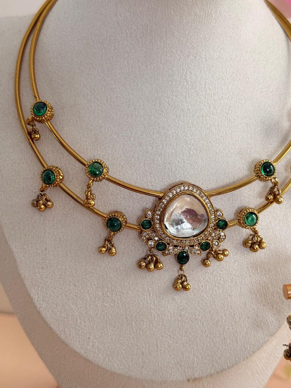 Ziya Hasli Set – Green Kundan Variant