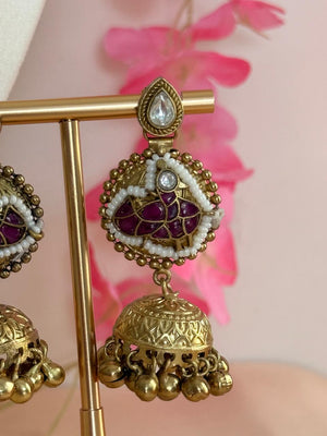 Regal Blossom Pachi Kundan Hasli Set- Pink Edition