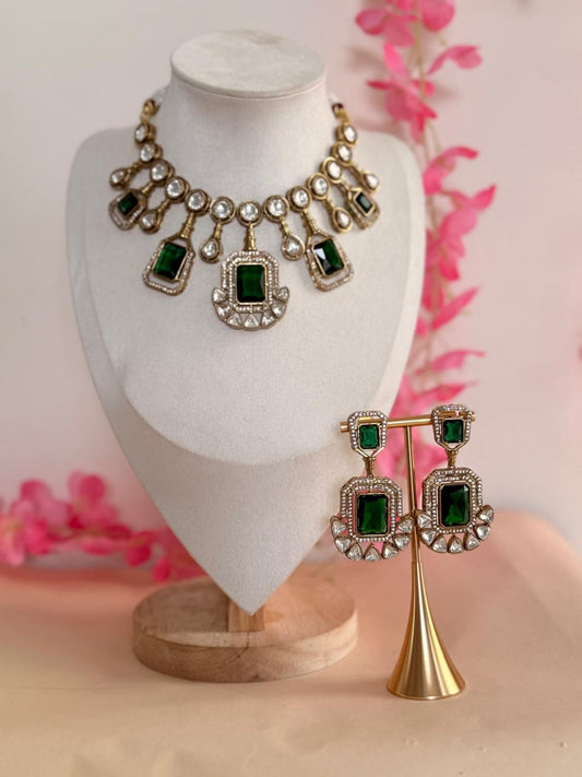 Emerald Elegance – Mossonite Replica Necklace Set