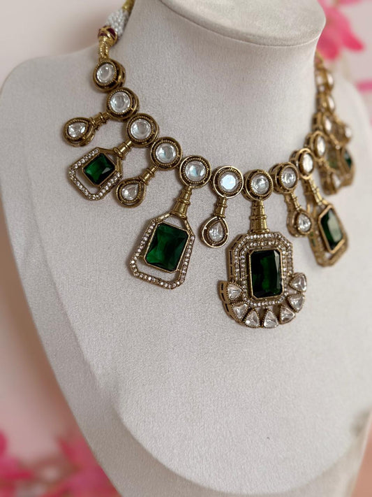 Emerald Elegance – Mossonite Replica Necklace Set