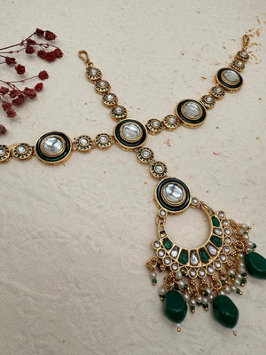 Rajnoor Emerald – Kundan Bridal Set