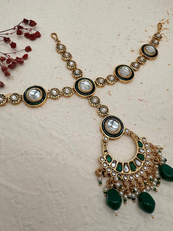 Rajnoor Emerald – Kundan Bridal Set