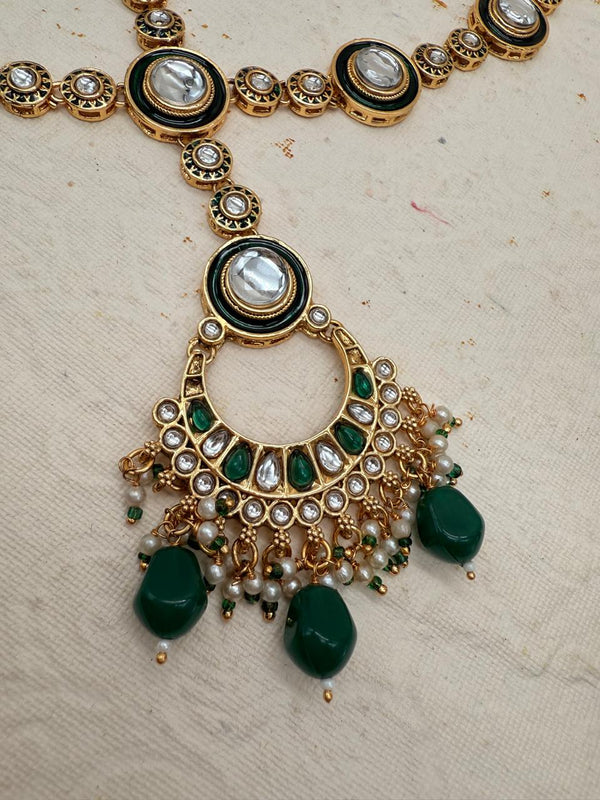 Rajnoor Emerald – Kundan Bridal Set