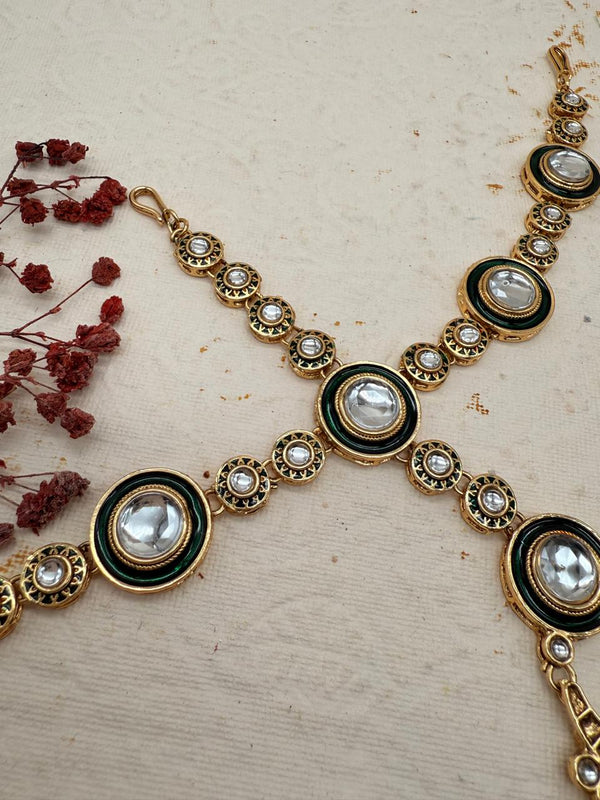 Rajnoor Emerald – Kundan Bridal Set