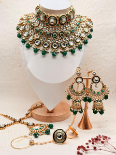 Rajnoor Emerald – Kundan Bridal Set