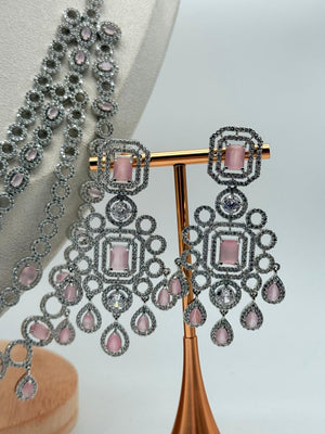 Queen’s Grace AD Necklace Set – Pastel Pink