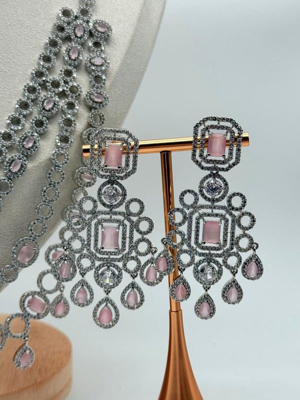Queen’s Grace AD Necklace Set – Pastel Pink