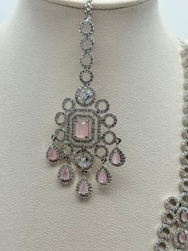 Queen’s Grace AD Necklace Set – Pastel Pink