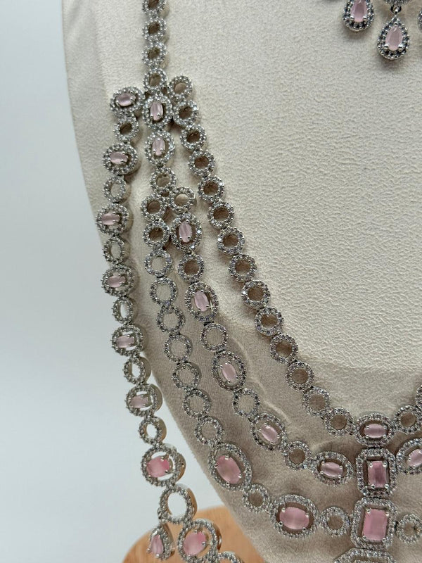 Queen’s Grace AD Necklace Set – Pastel Pink