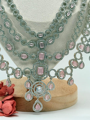 Queen’s Grace AD Necklace Set – Pastel Pink
