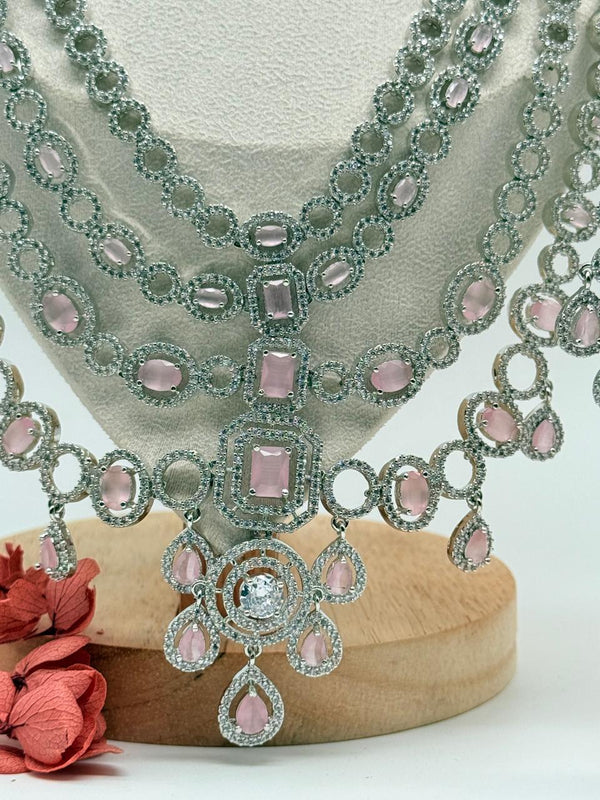 Queen’s Grace AD Necklace Set – Pastel Pink