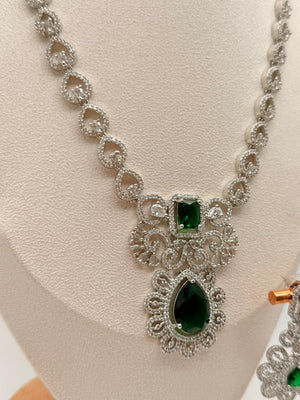 Florencia Emerald American Diamond Necklace Set