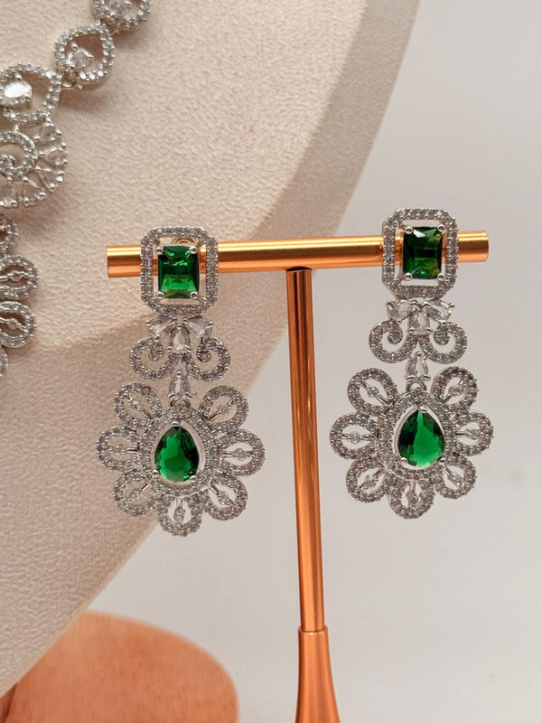 Florencia Emerald American Diamond Necklace Set