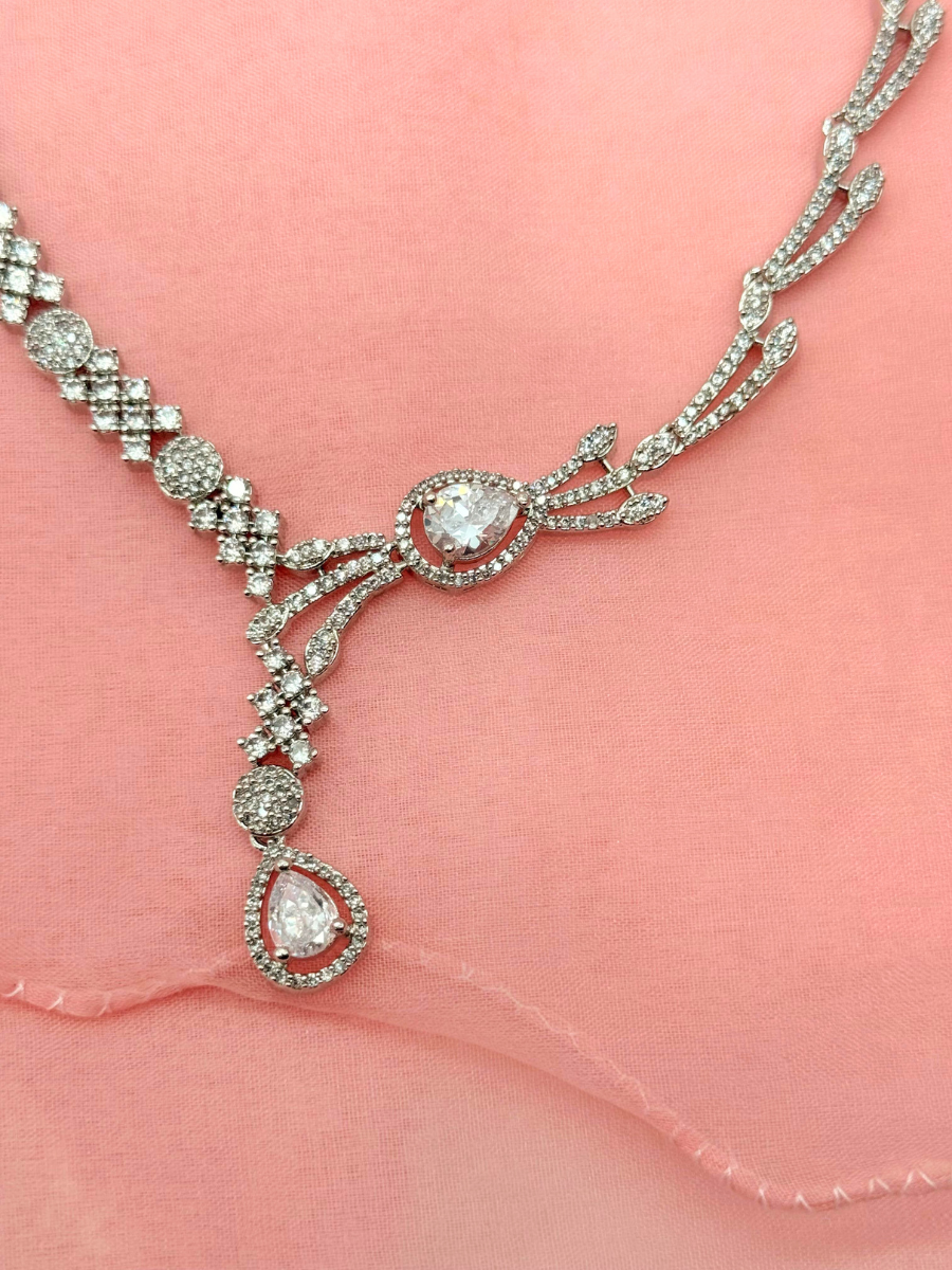 Clear Gleam – American Diamond Necklace Set