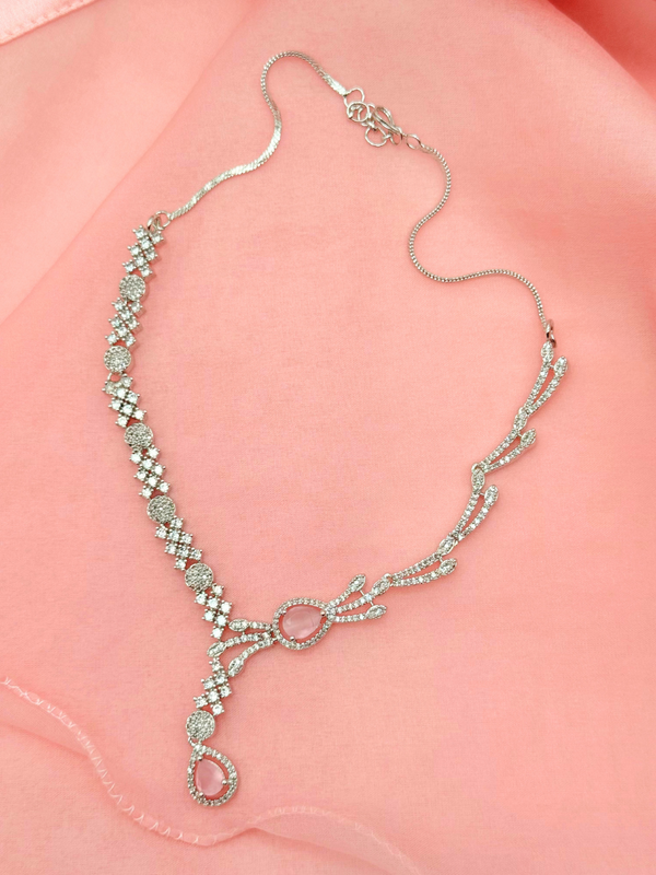 Gleam Allure – Blush American Diamond Necklace Set