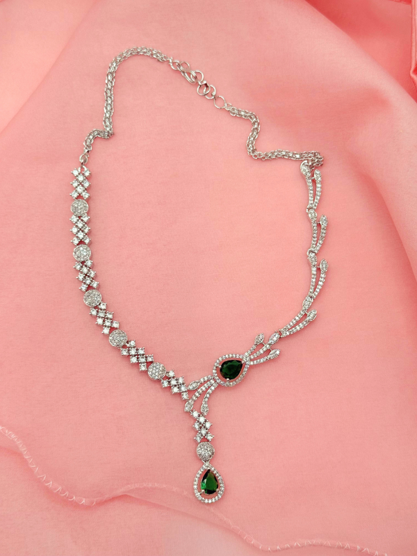 Emerald Allure - American Diamond Necklace Set