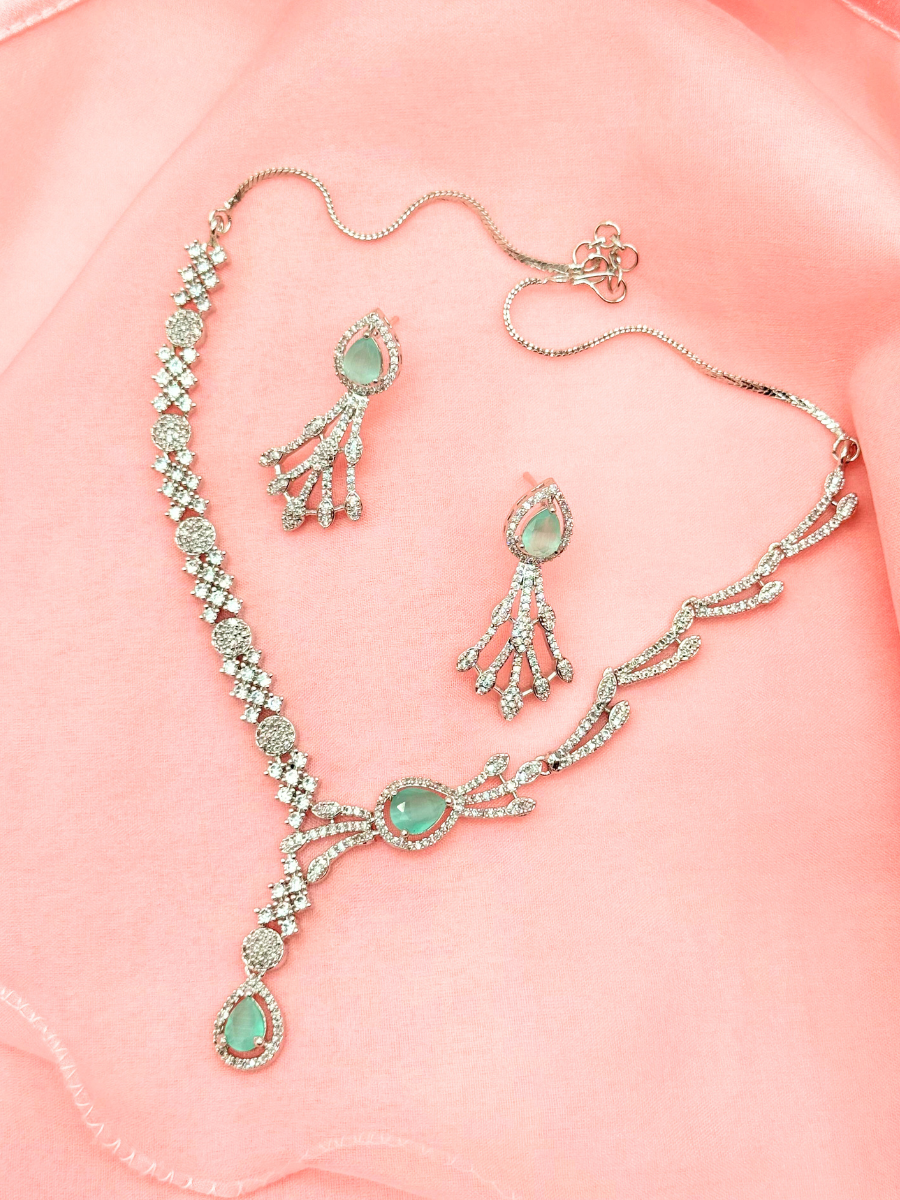 Mint Allure – Mint Touch American Diamond Necklace Set