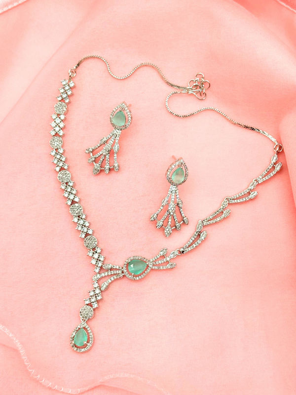 Mint Allure – Mint Touch American Diamond Necklace Set