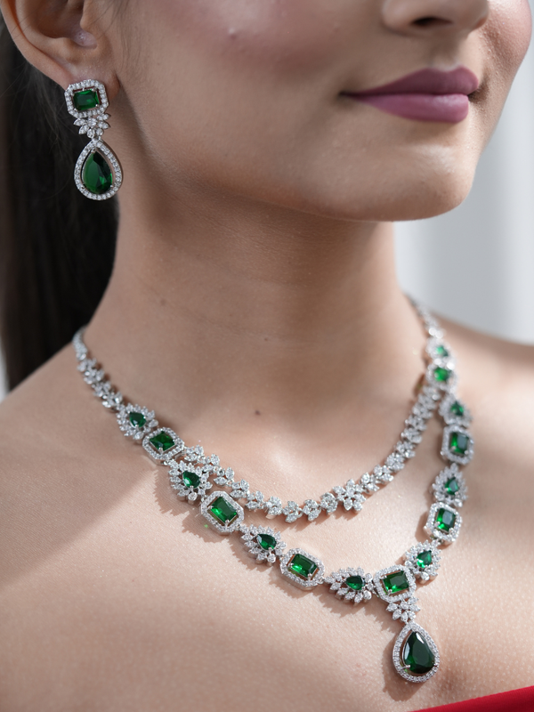 Emerald Empress AD Necklace Set