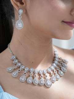 Crown Cascade AD Necklace Set – Crystal Clear Edition