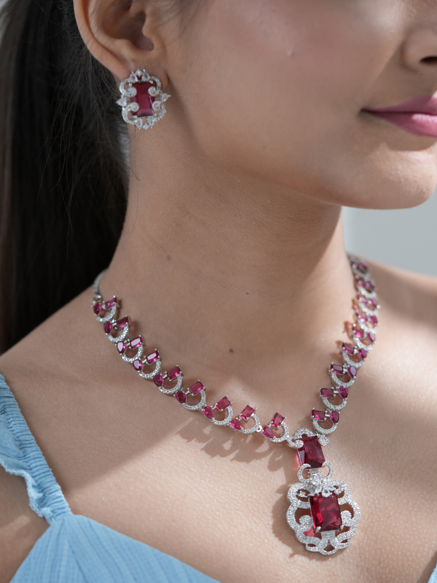 Sovereign Spark AD Necklace Set – Ruby Radiance Edition