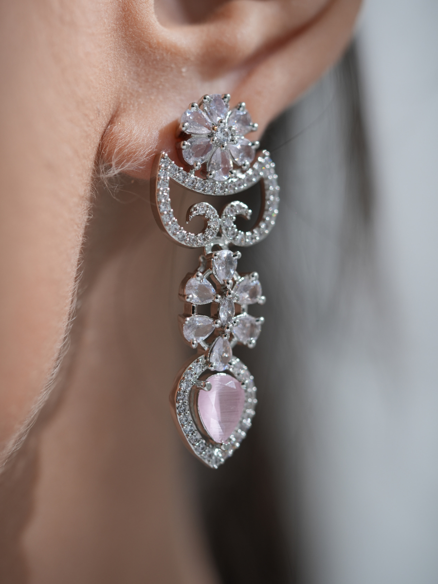 Regalia Rose AD Necklace Set – Pastel Pink Edition