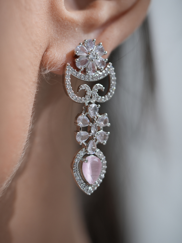 Regalia Rose AD Necklace Set – Pastel Pink Edition