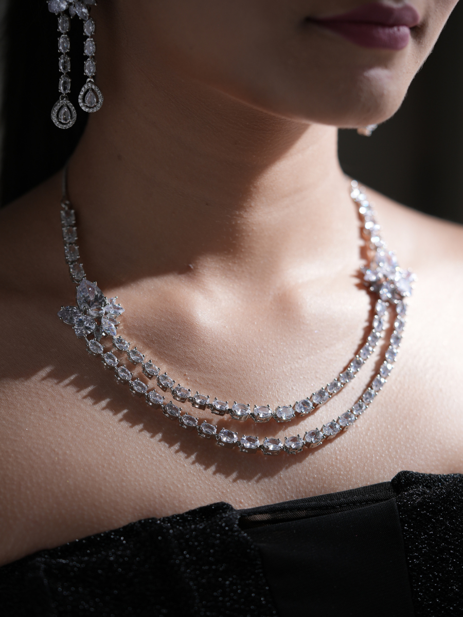 Crystal Petal – AD Necklace Set - Clear Edition