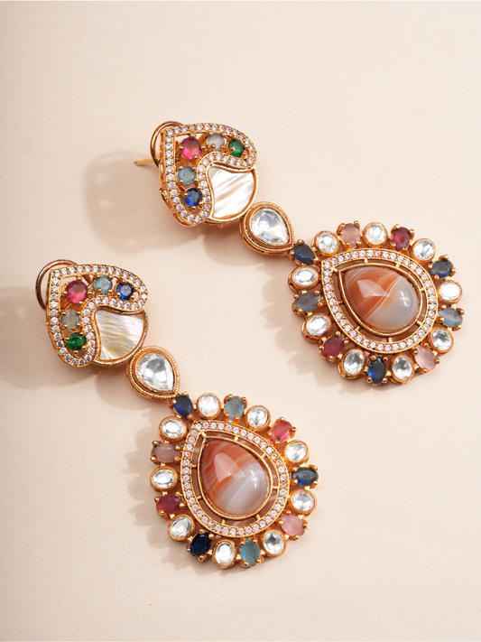 Royal Tapestry Pastel Kundan Necklace & Earrings Set