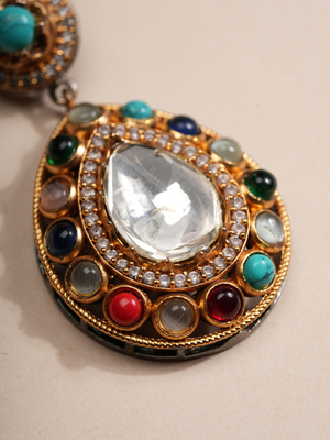 Regal Flora & Fauna Kundan Necklace & Earrings Set