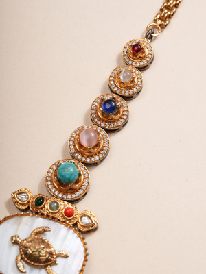 Regal Flora & Fauna Kundan Necklace & Earrings Set