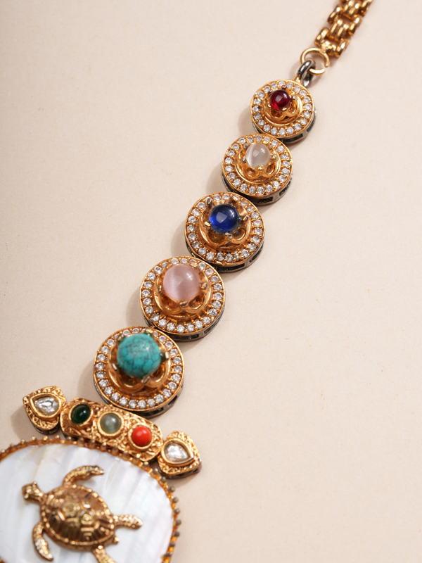 Regal Flora & Fauna Kundan Necklace & Earrings Set