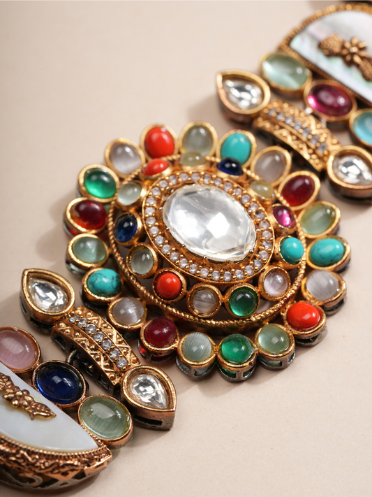 Celestial Aurora Multi-Gem Choker & Earrings Set