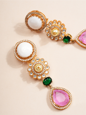 Pastel Blossom Gemstone Pearl Necklace Set