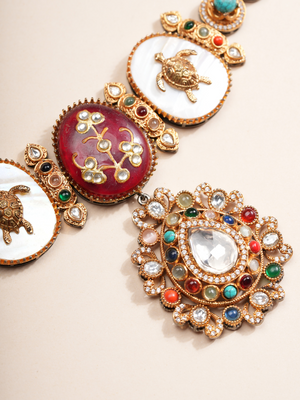 Regal Flora & Fauna Kundan Necklace & Earrings Set